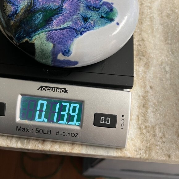 Stoneware Stick Incense Holder Stick Purple Green Blue Glaze Handmade Signed - Picture 7 of 7